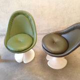 3 foot Tulip faux leather chairs.