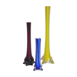 Trio de soliflores en verre étiré anciens