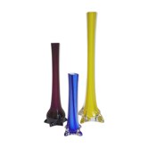 Trio de soliflores en verre étiré anciens