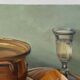 Huile sur toile par Charlène le Perron l'ecuelle jaune nature morte