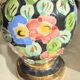 Large vintage ceramic jug from Vallauris, floral decoration and gilding.