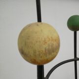 Vintage steel coat rack and wooden ball, treble clef model from the 50s,