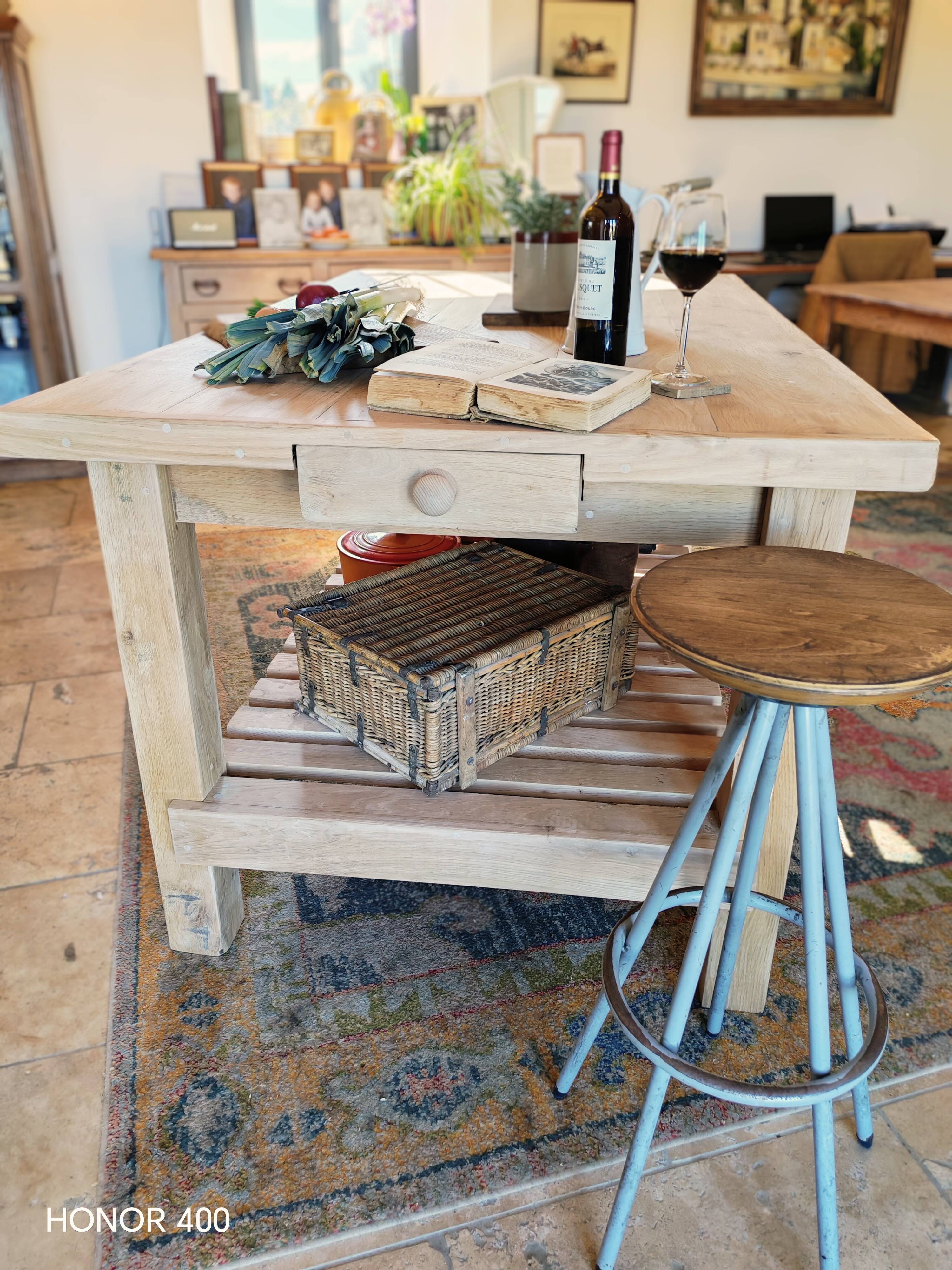 XXL solid oak kitchen island/worktop 180 x 105