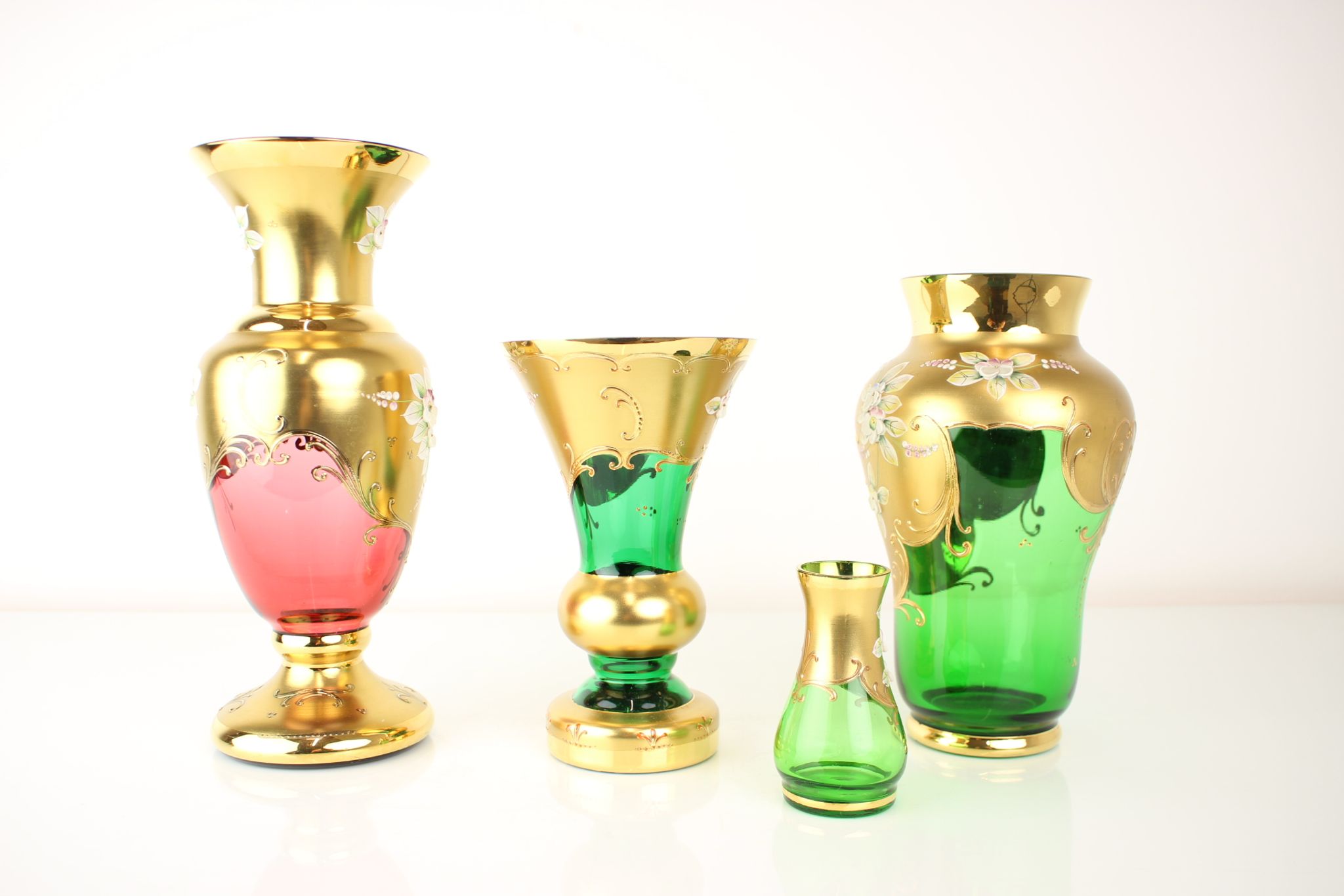 Bohemia glass vase, high enamel,gold,1950s, czechoslovakia