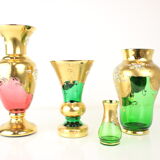 Bohemia glass vase, high enamel,gold,1950s, czechoslovakia