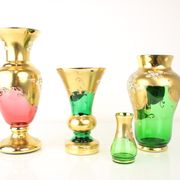 Bohemia glass vase, high enamel,gold,1950s, czechoslovakia