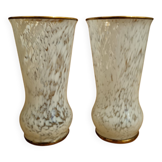 Paire de vases en verre de Clichy fin 19ème début 20ème