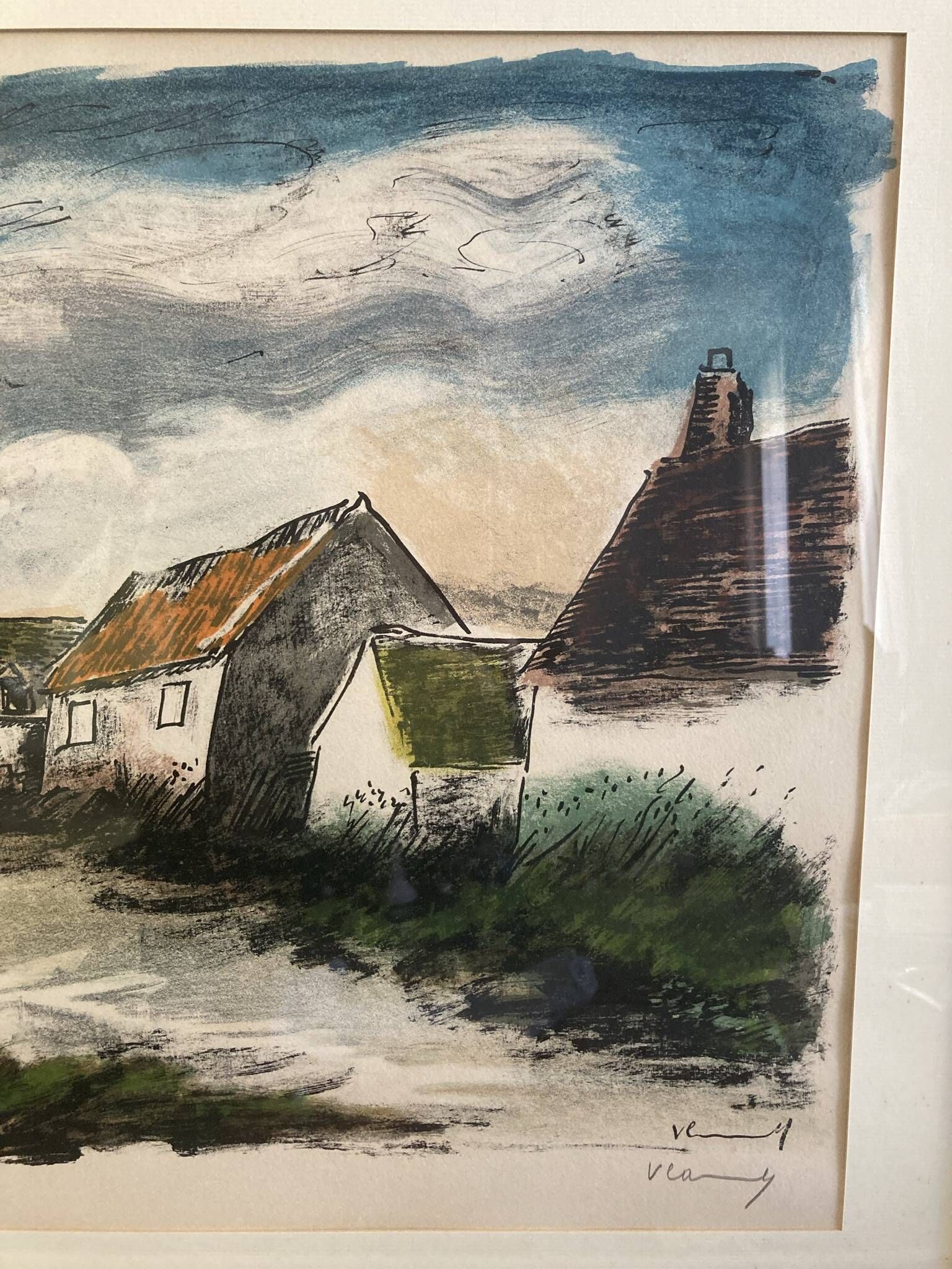 Vlaminck, original lithograph Montigny-sur-Avre signed 20th century