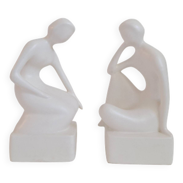 Figurative bookends from the mid-century by Royal Delft