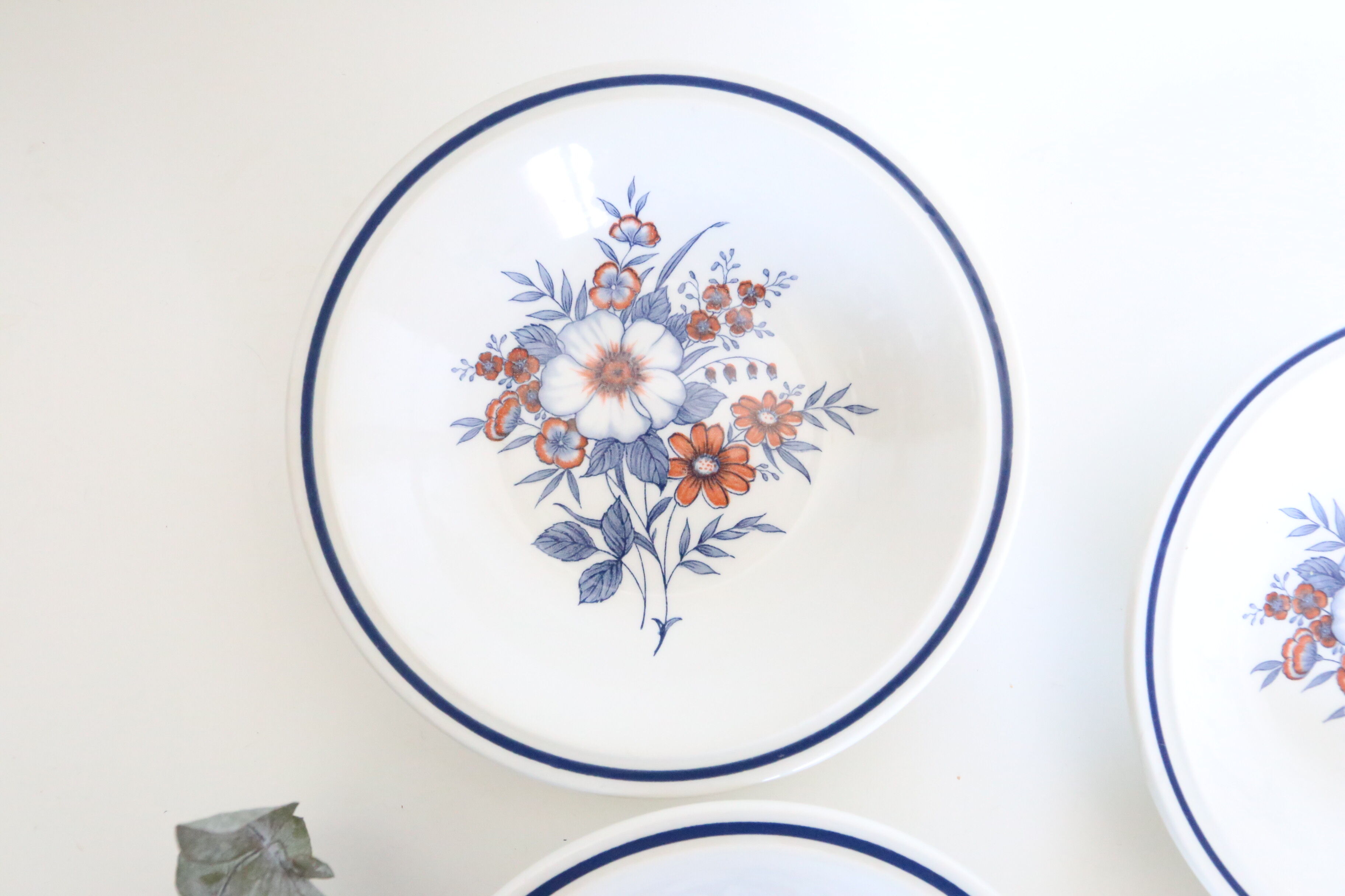 Set of 4 plates caps Stafforshire Alpine Rose