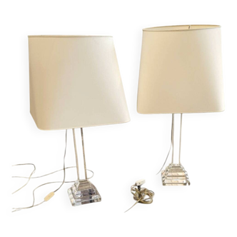 Ensemble de lampes de table en acrylique années 1970 Hauteur 75 Largeur 40 Profondeur 40 cm