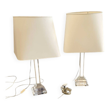 Set acrylic table lamps 1970s  Height 75 Width 40 Depth 40 cm