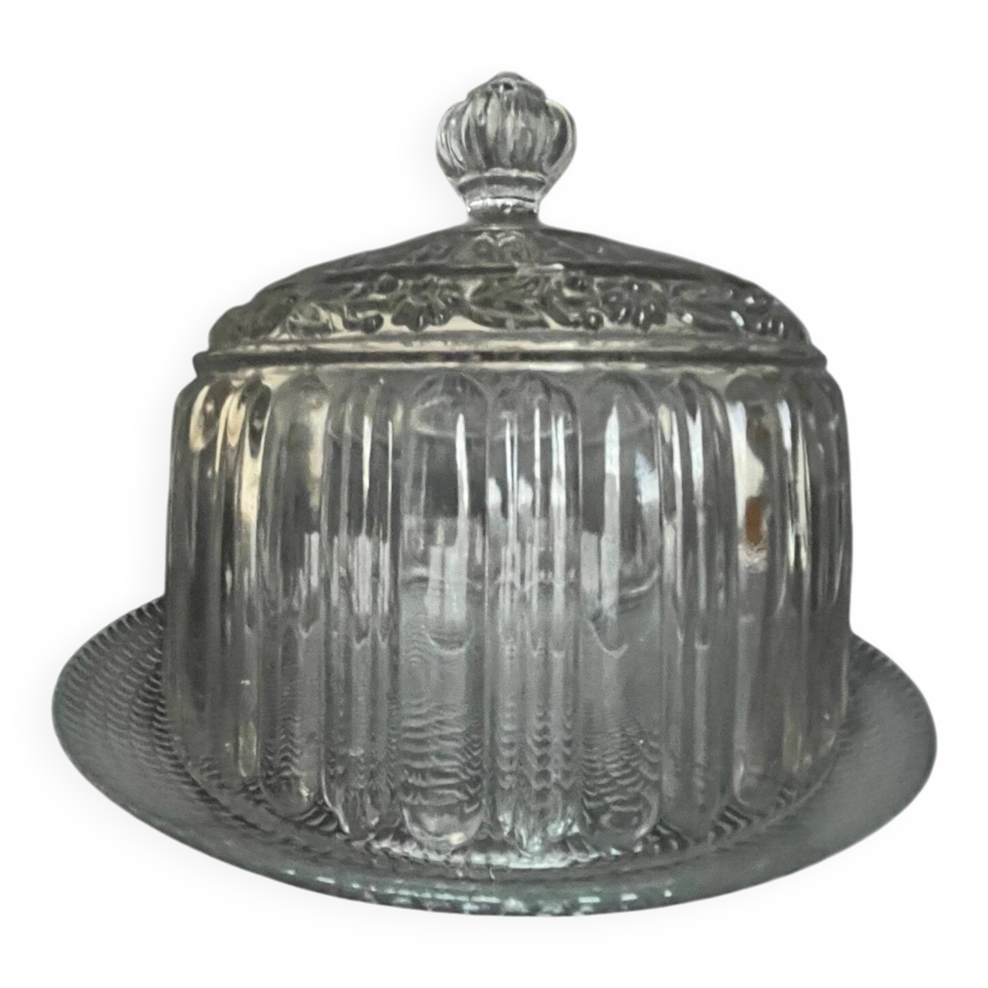 Vintage molded glass bell jar