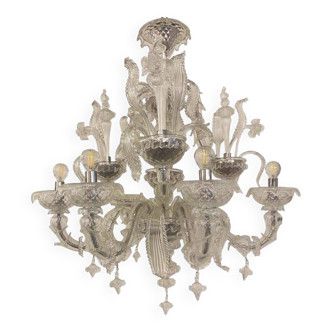 Lustre en verre transparent de style Murano