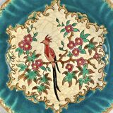Old Longwy enamelled bird plate