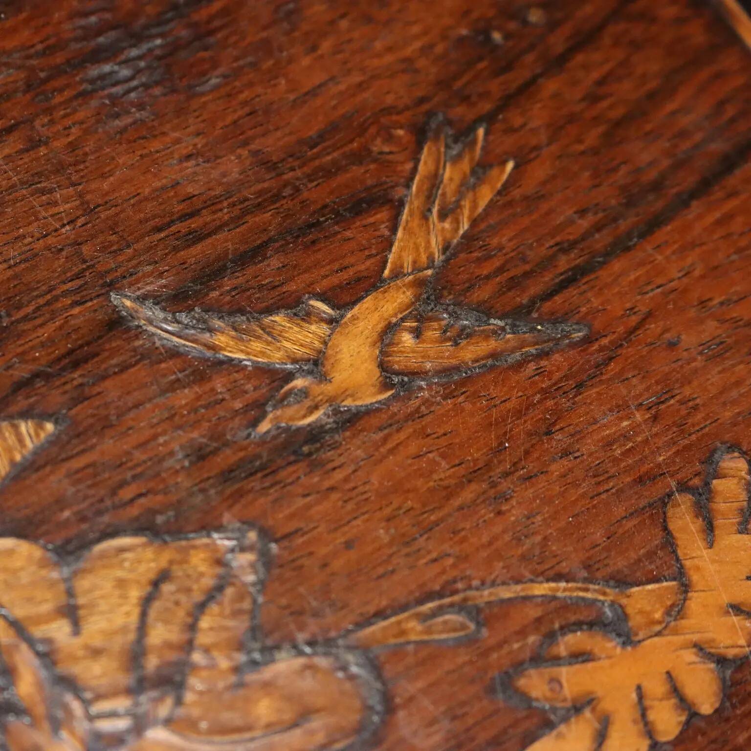 Table d’appoint ancienne en hêtre et métal, Italie, XXe siècle