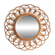 Miroir soleil rond en rotin, années 70