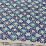 Tapis bleu multicolore fait main 152x275cm