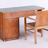 Restored ArtDeco Cherrytree Writing Desk, J. Halabala, UP Zavody, Czechia, 1930s
