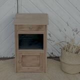Antique bedside table in raw solid wood