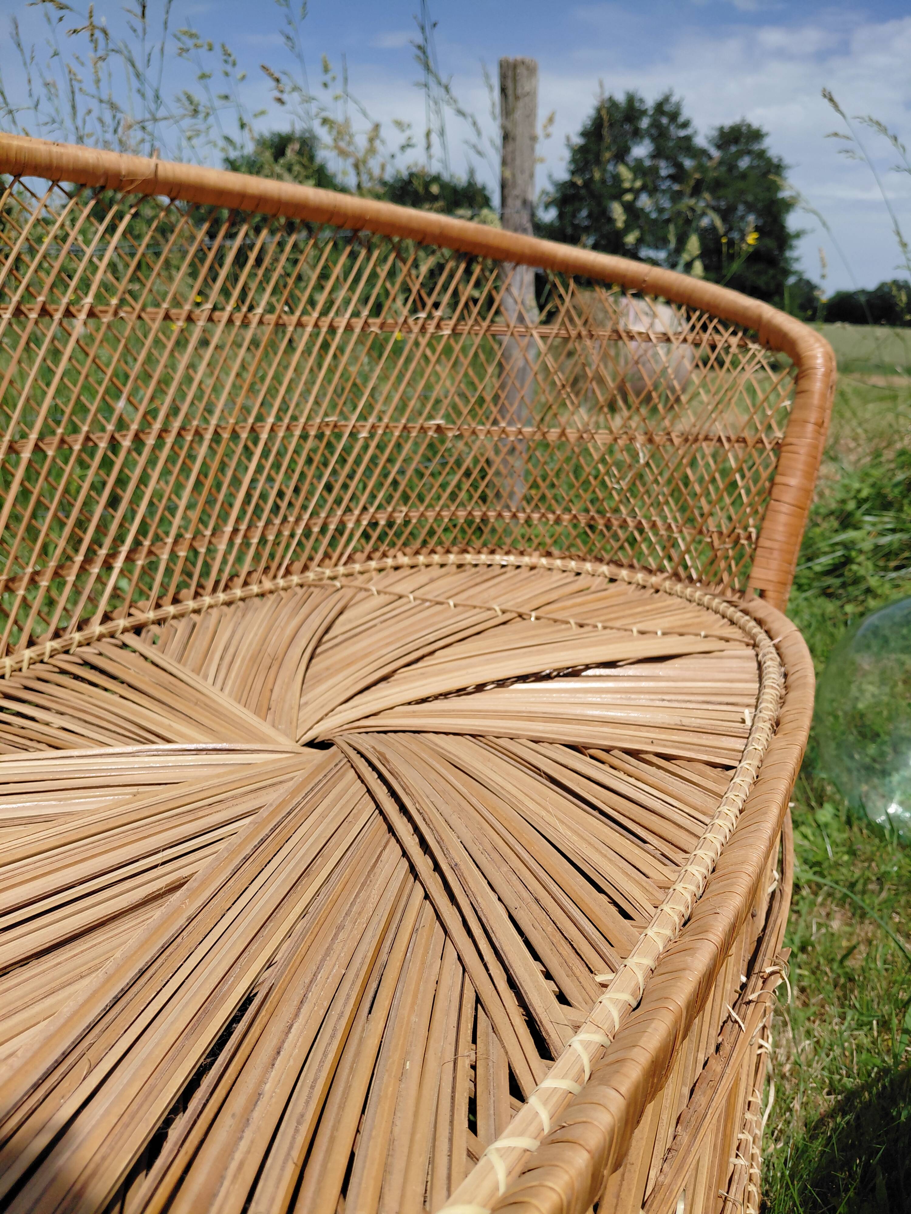 Vintage garden furniture in wicker rattan 1960 - complete 4-piece set