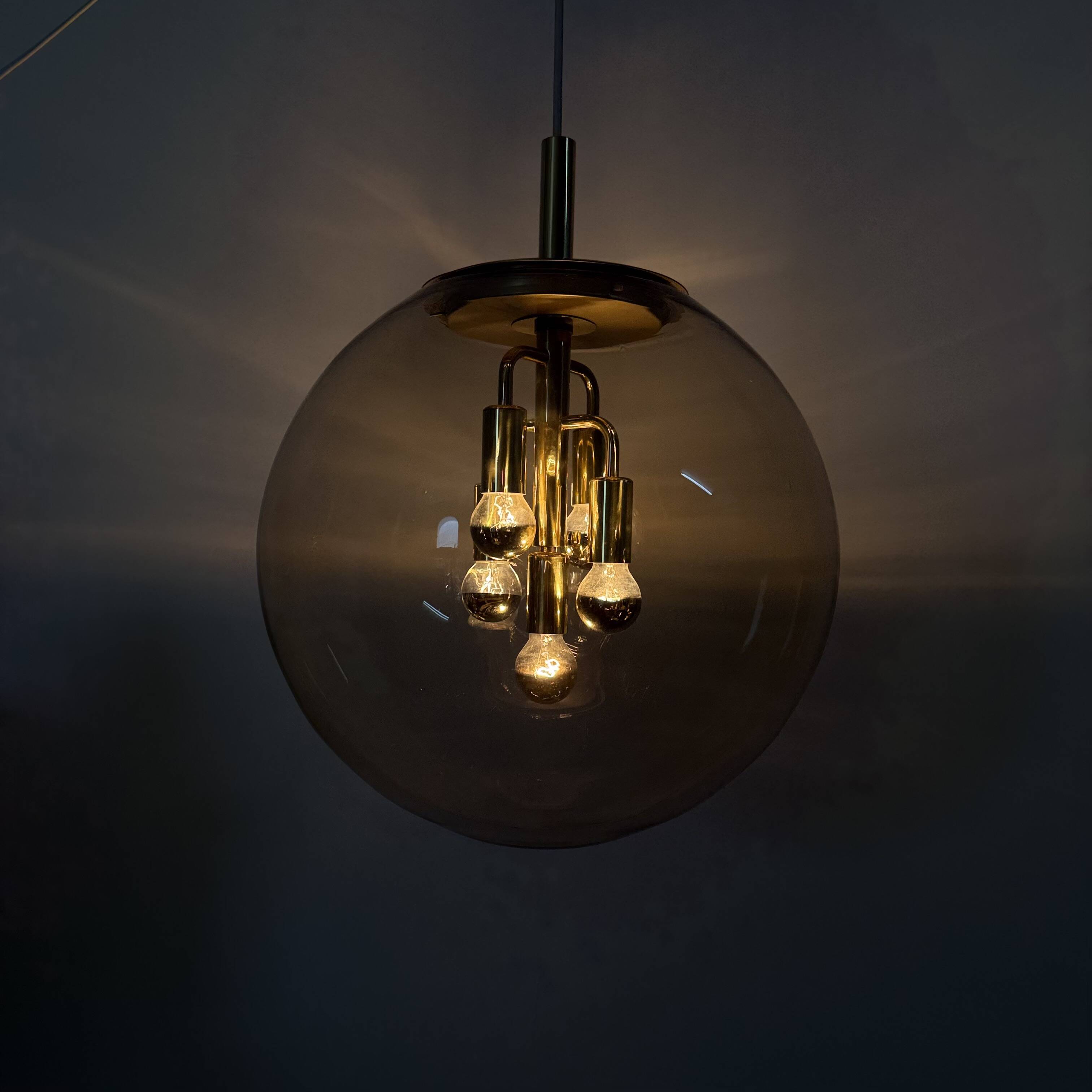Doria Leuchten globe glass hanging lamp , 1970s