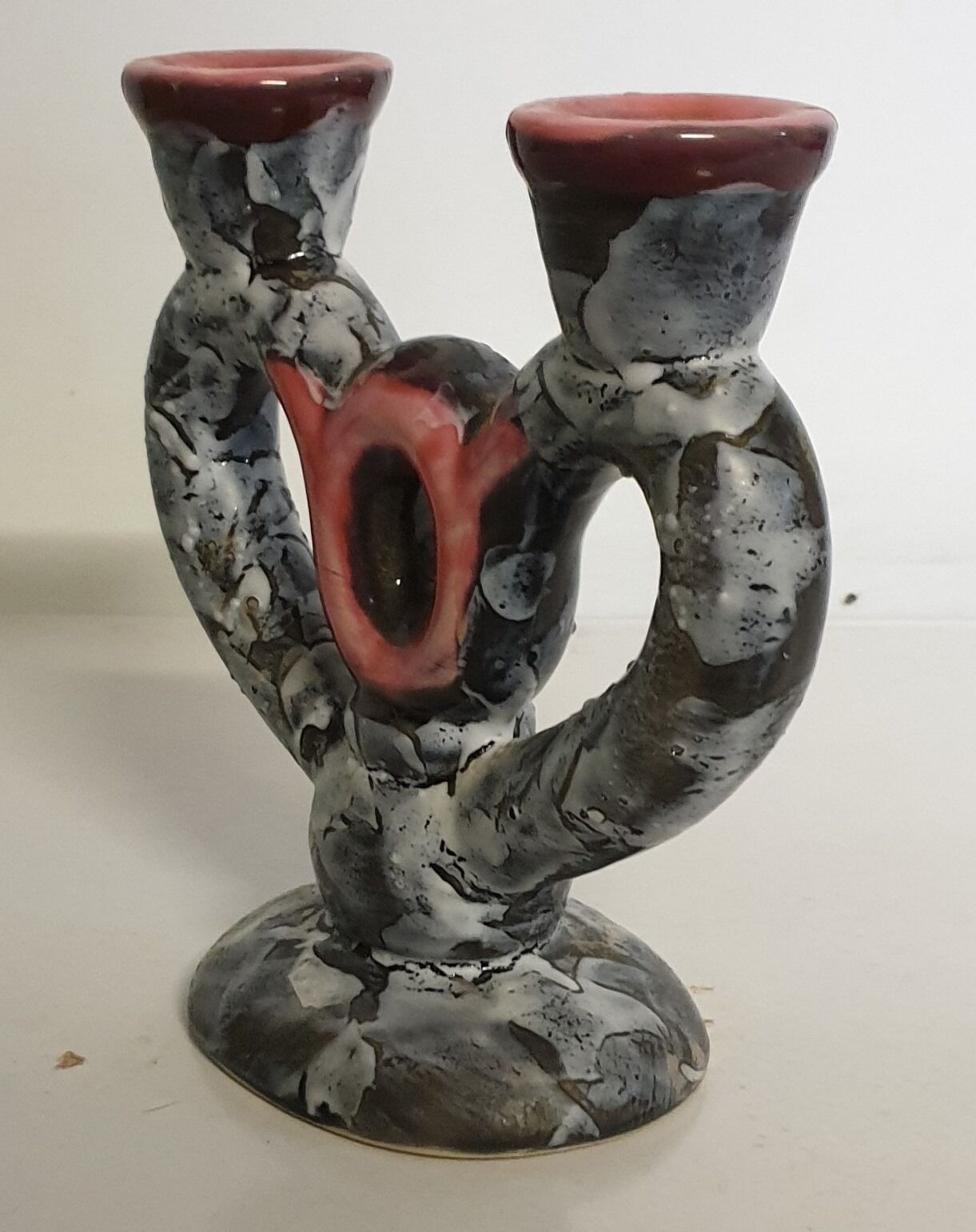 Old ceramic heart candlestick stamped Vallauris