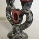Old ceramic heart candlestick stamped Vallauris