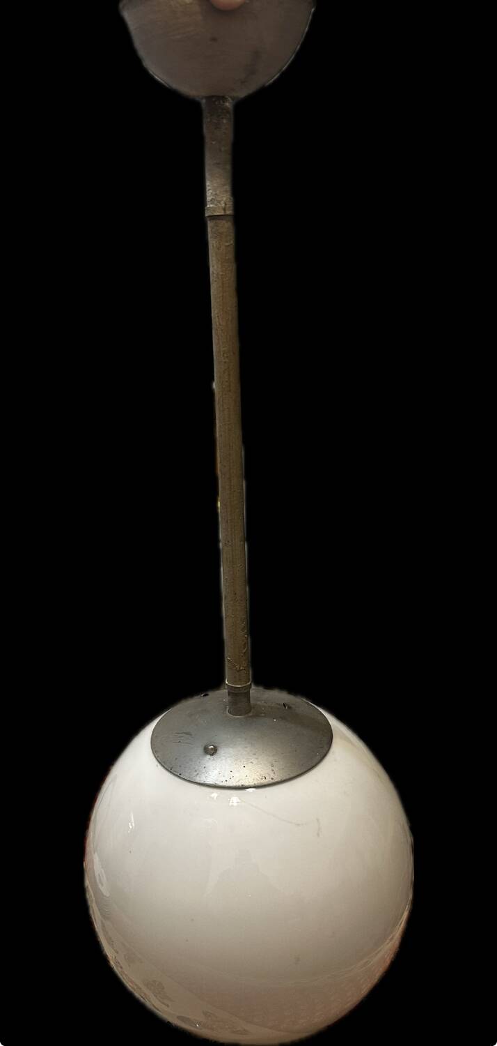 Bauhaus pendant lamp - opaline and metal