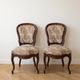 Set of 2 Louis XV chairs in wood and floral fabric.