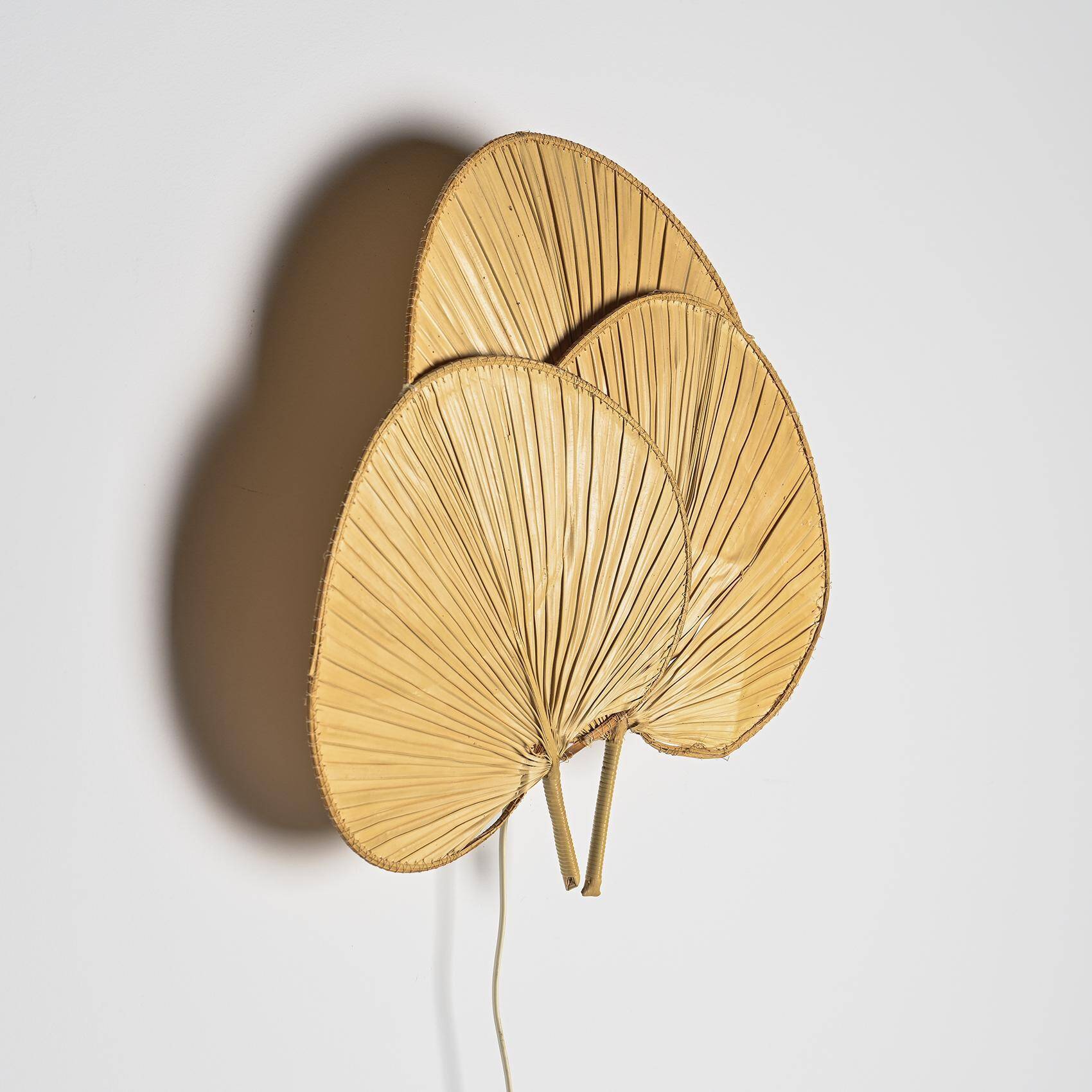 Palm leaf wall lamp, France circa 1970