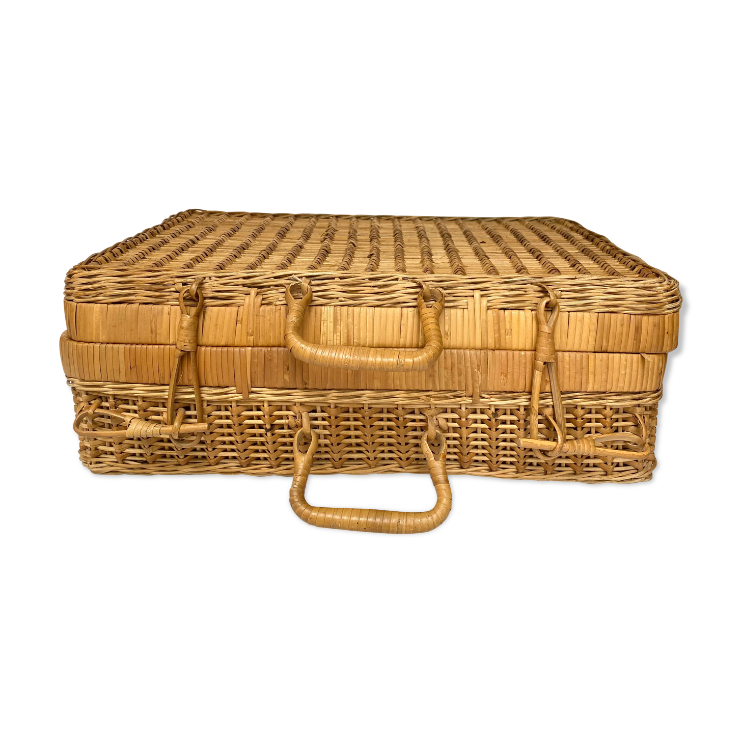Vintage braided bamboo suitcase