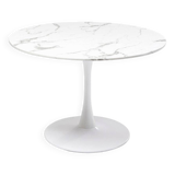 Tulip dining table in marble and lacquered steel 110cm. Seventies design