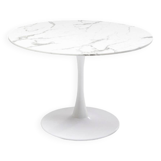 Tulip dining table in marble and lacquered steel 110cm. Seventies design