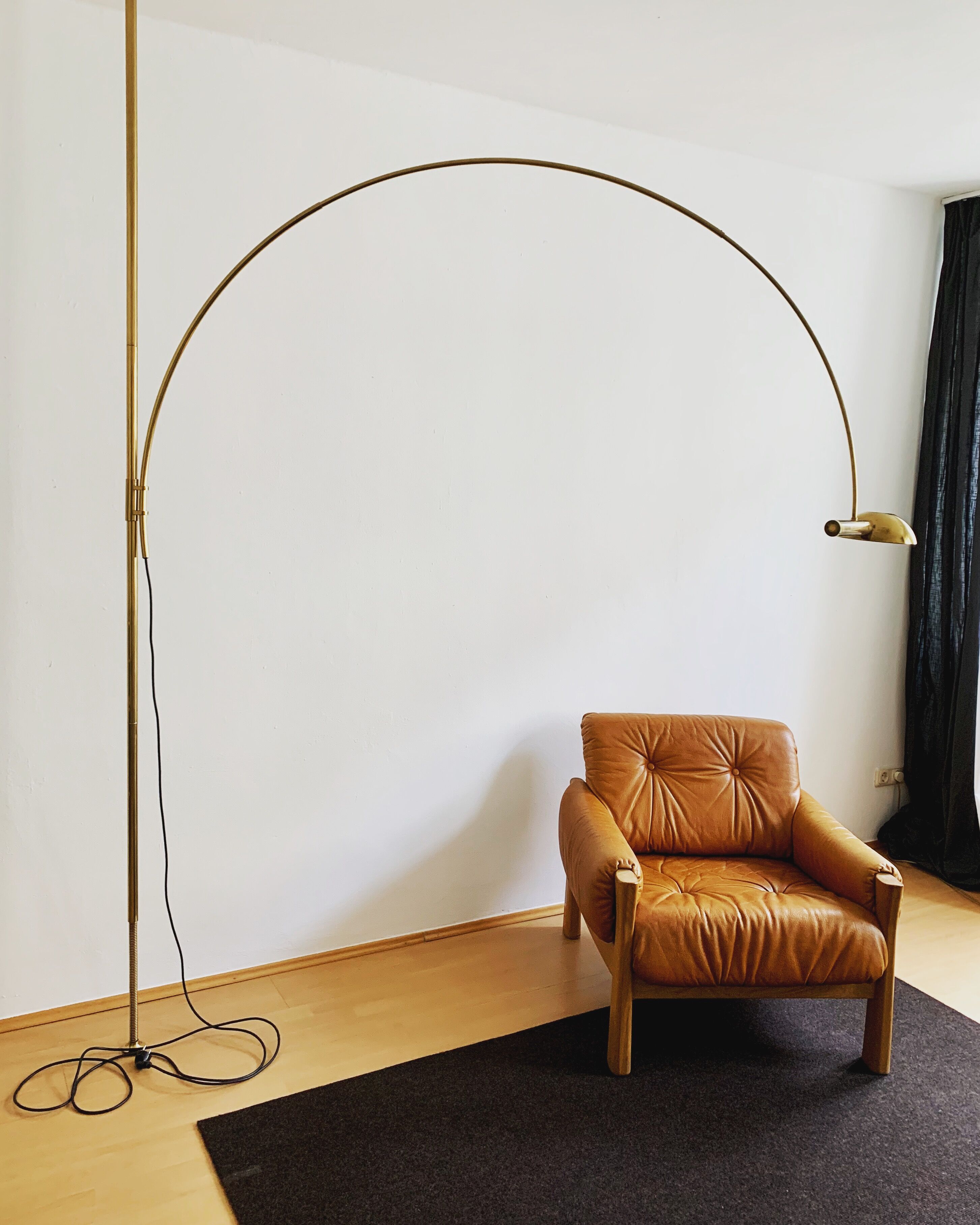 stunning Mid Century Modern brass UNA arc lamp by Florian Schulz