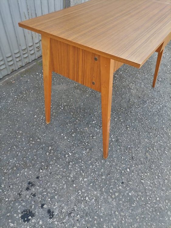 Old desk wood Scandinavian teak vintage compass feet