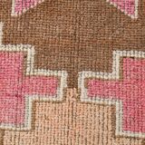 3x10 Pink & Brown Stars Pattern Vintage Runner Rug, 94x320Cm