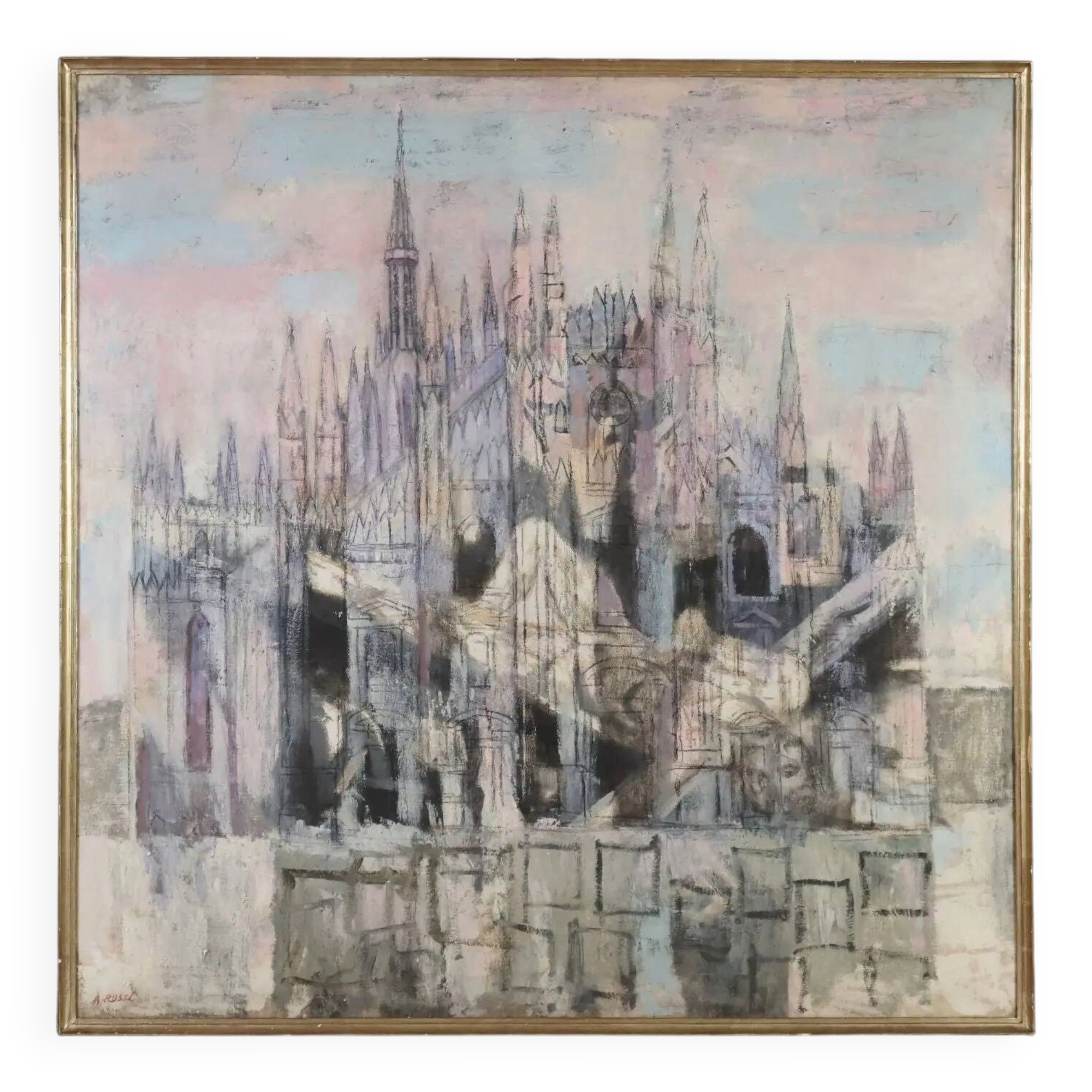 Contemporary painting signed Attilio Rossi, oil on canvas, 1980s.