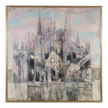 Contemporary painting signed Attilio Rossi, oil on canvas, 1980s.