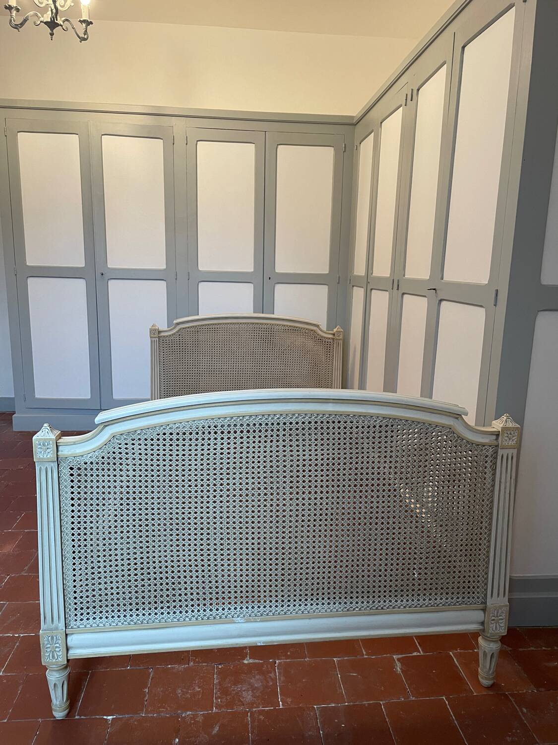 Louis XVI cane and wood bed