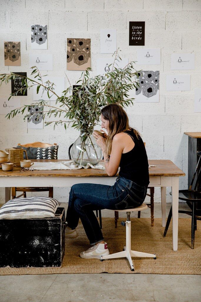 Industrial Cream Stool