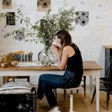 Industrial Cream Stool