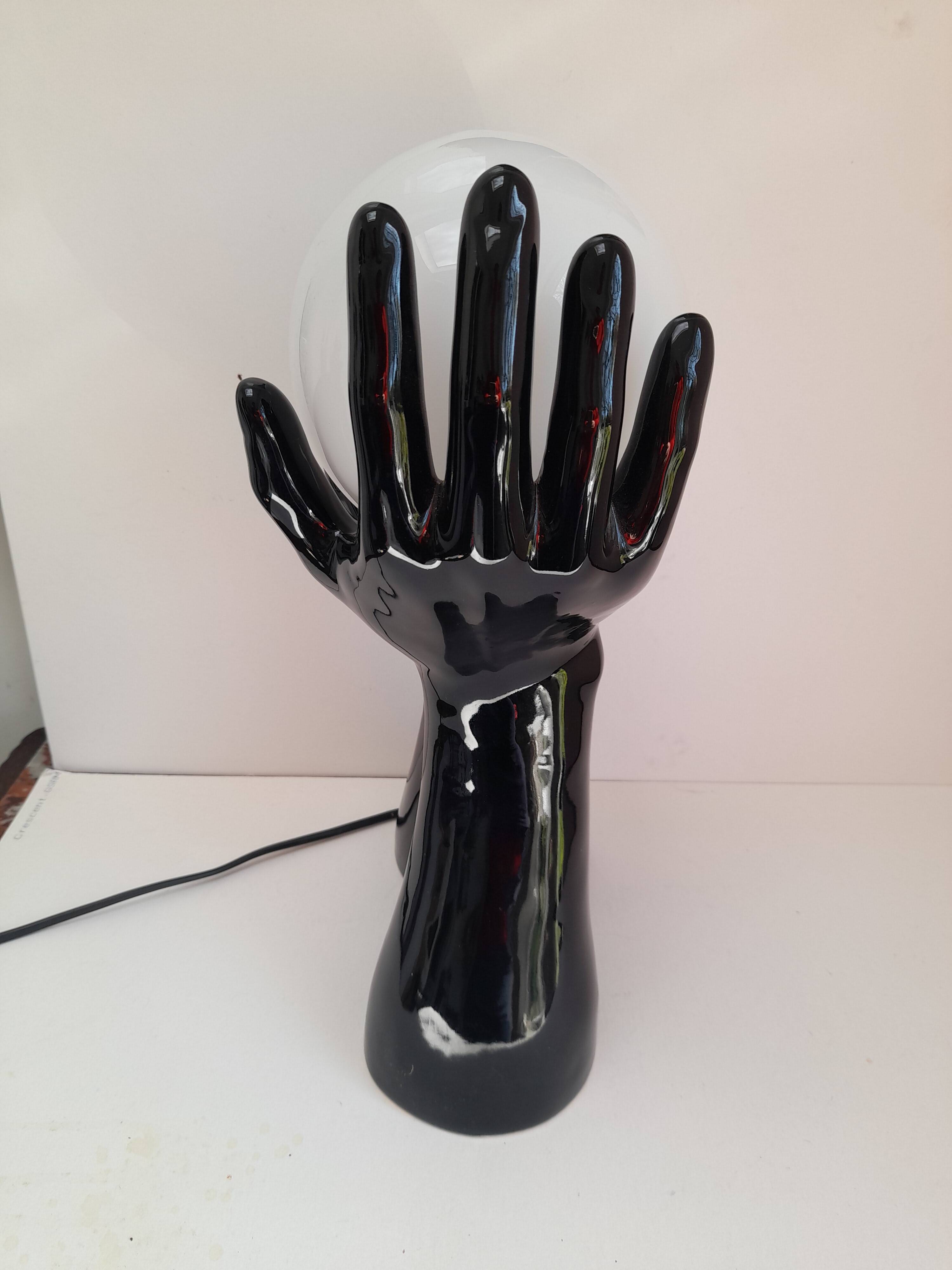Lampe de table paire de mains noires 80s