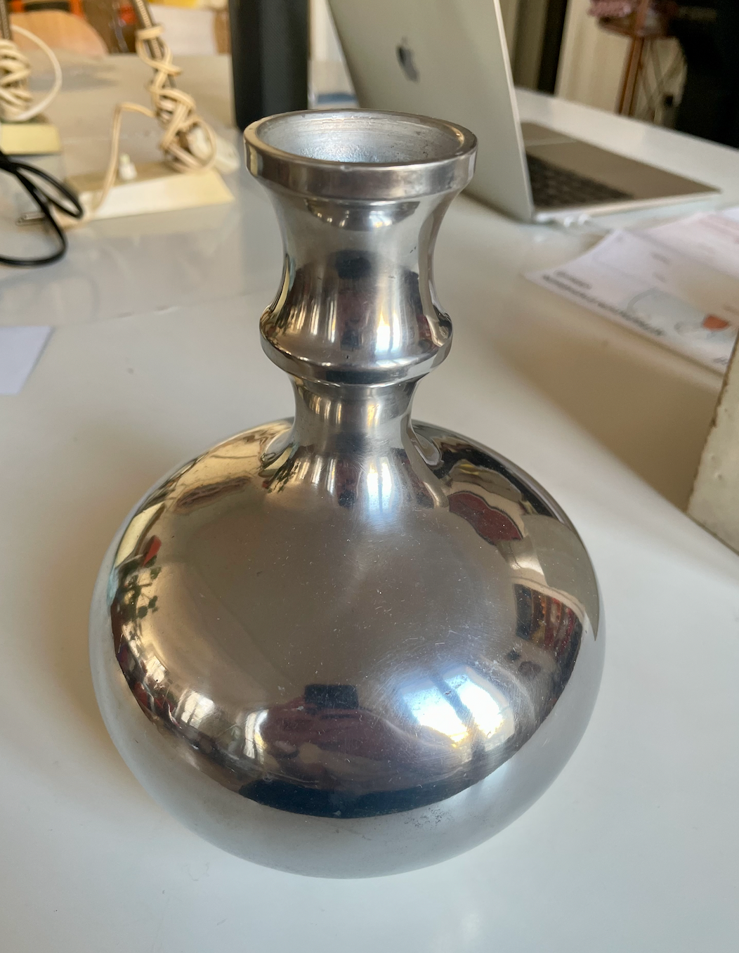 Stainless steel vase space age 1970