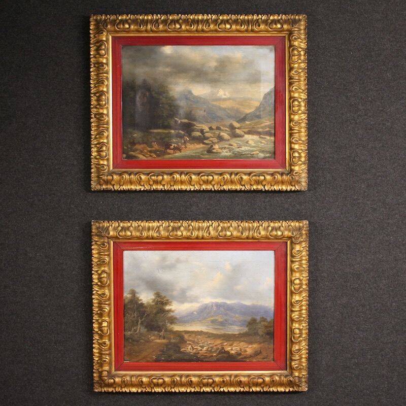 Italian landscape with wayfarers, oil on canvas dated 1845