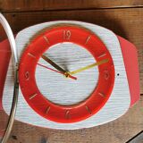 Vintage formica clock silent wall clock "Rouge Gris"