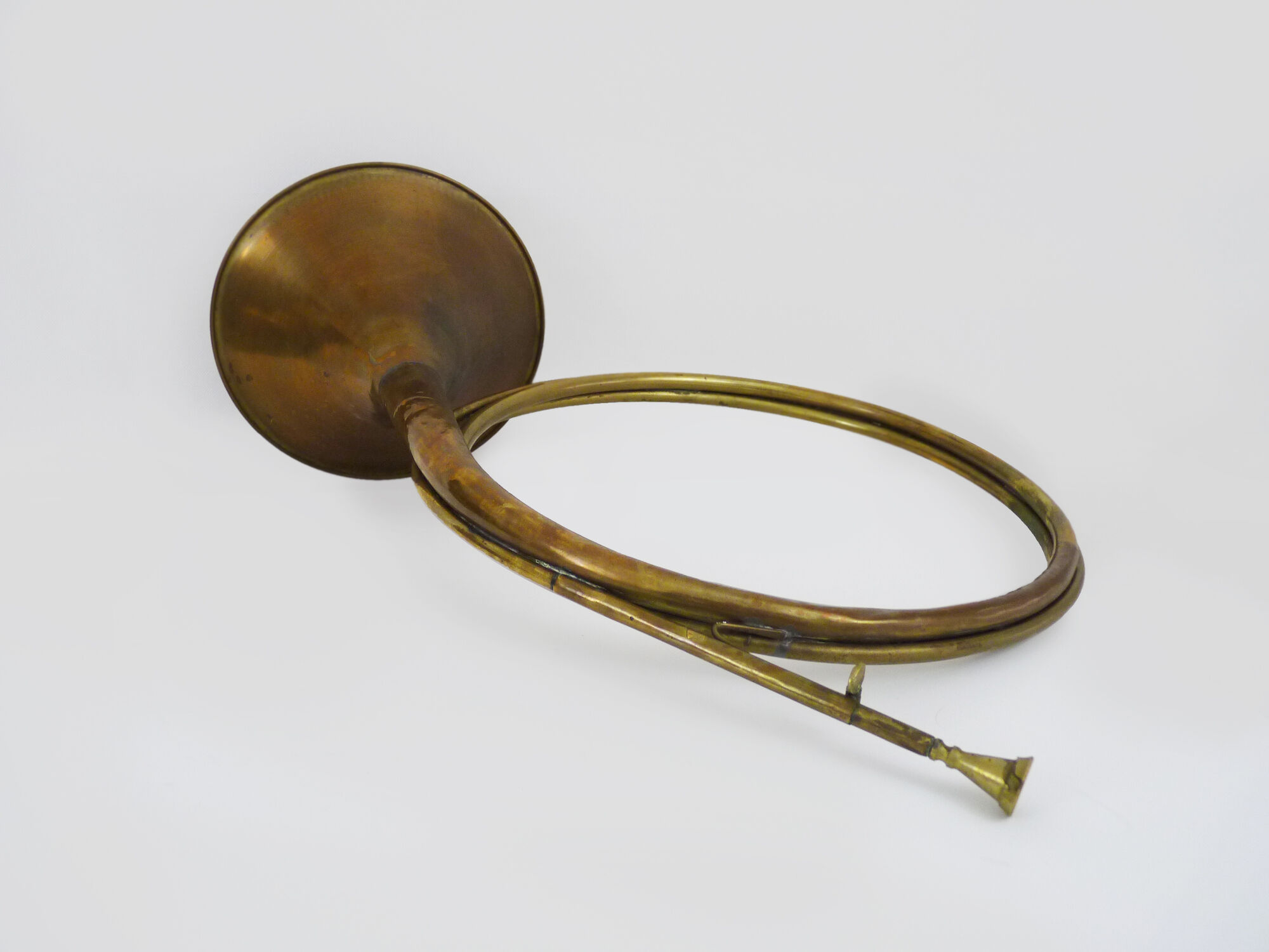Old brass hunting horn