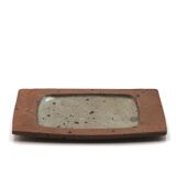 Rectangular dish in stoneware by Gustave Tiffoche, 1960s ceramics.
