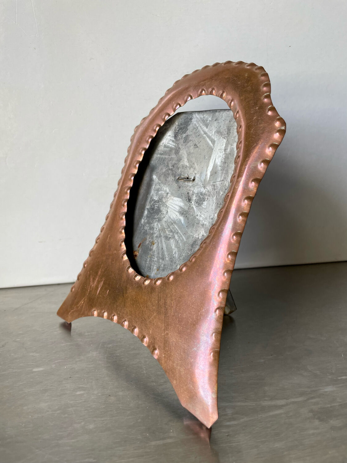 Art nouveau copper and metal picture frame