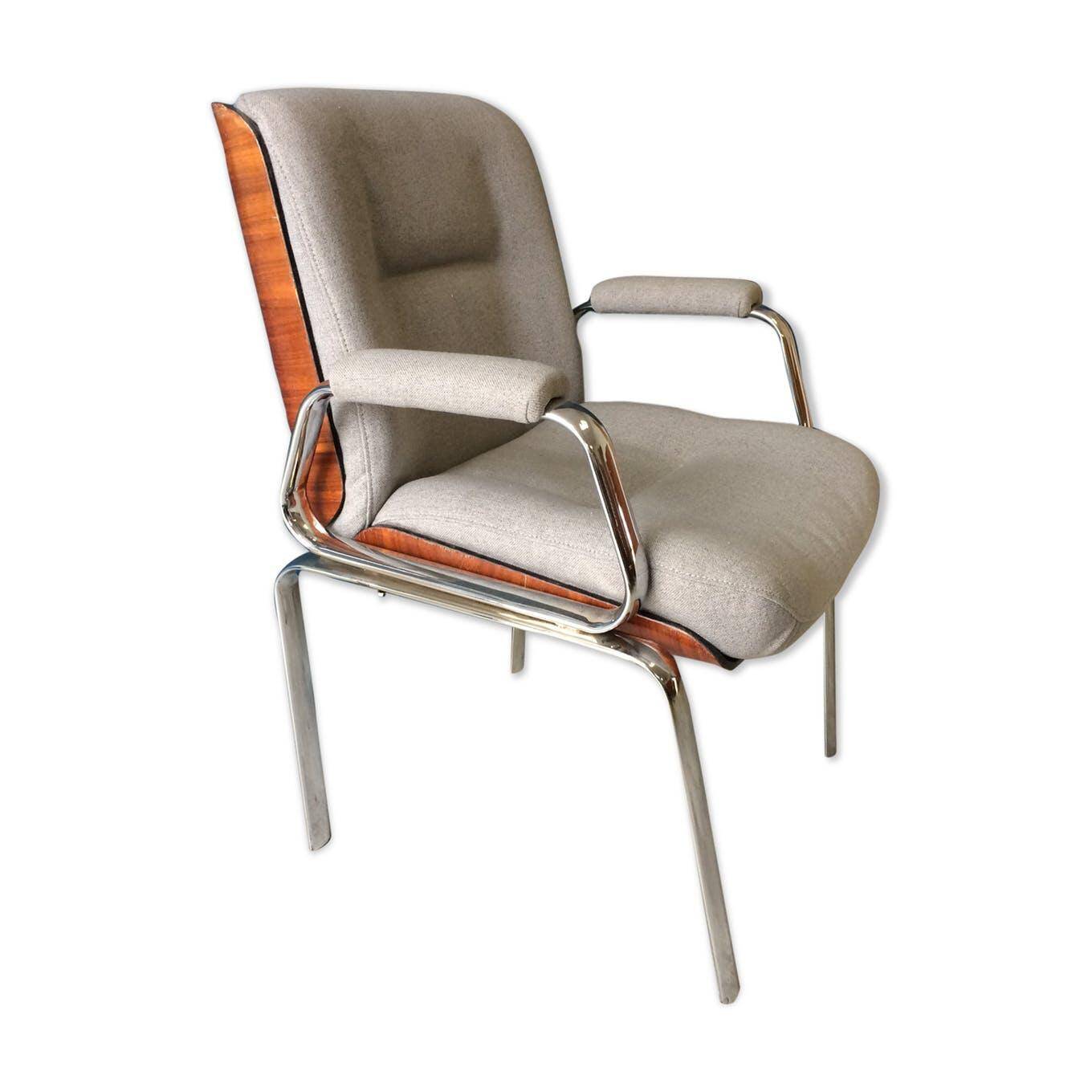 Wood and chrome armchair from the 70s.